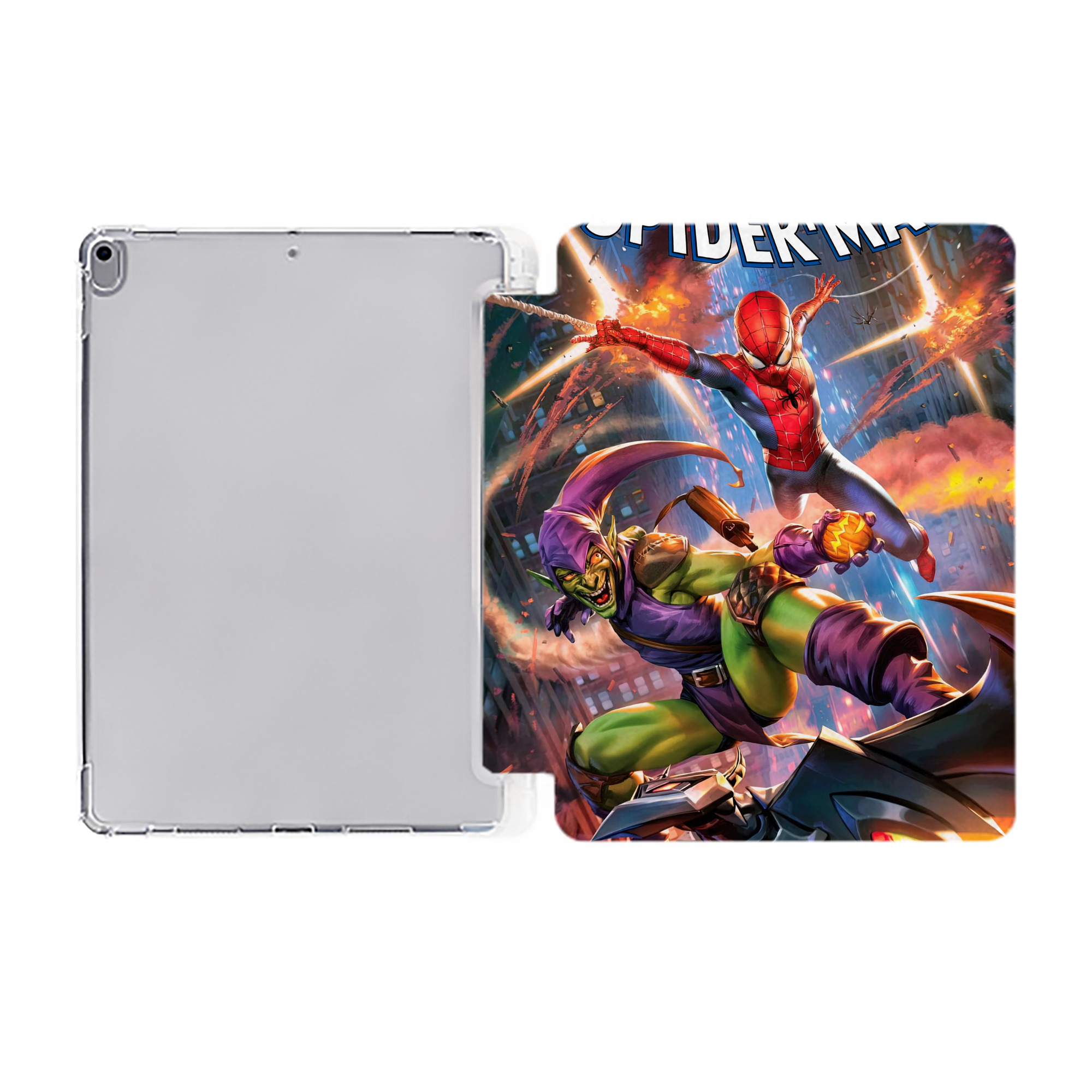 （画像用） Spider Man スパイダーマン IPad ケース ペン収納付き 三つ折りスタンド PUレザー×シリコン 対応機種9.5/10.5/10.9インチ